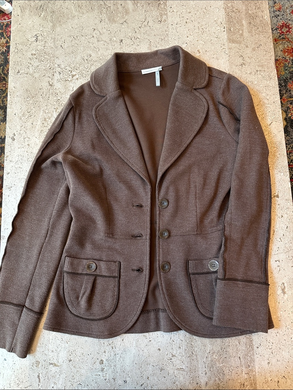 Brown Knit Blazer Jacket